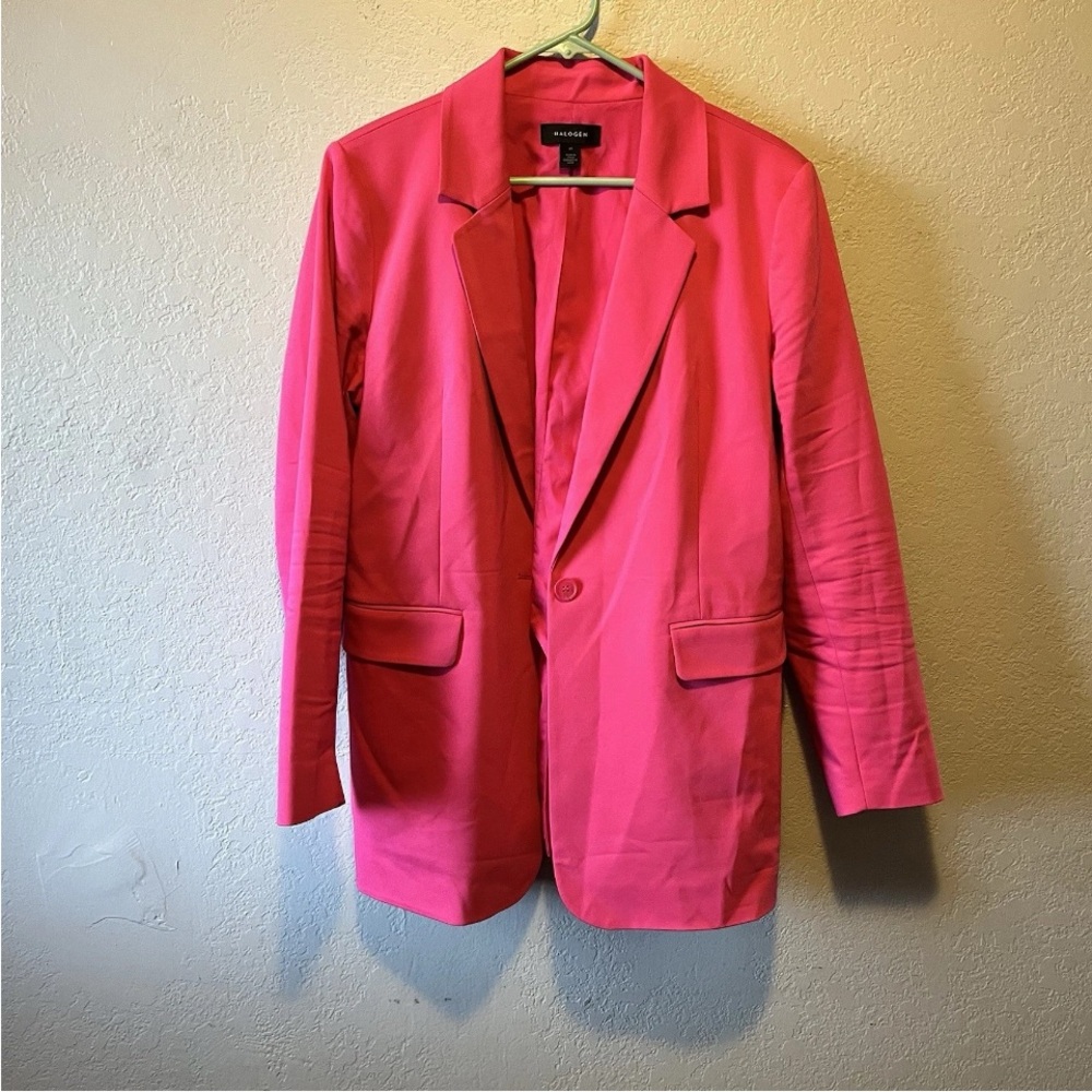 Halogen Blazer Womens XL Pink Sorbet Single Button Party Work